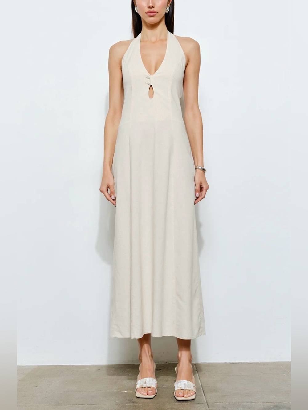 Halter Maxi Dress in Cream